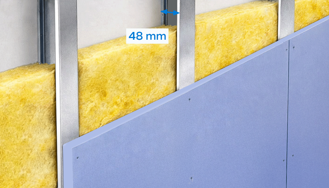 Schéma des cloisons doublées avec différents isolants phoniques