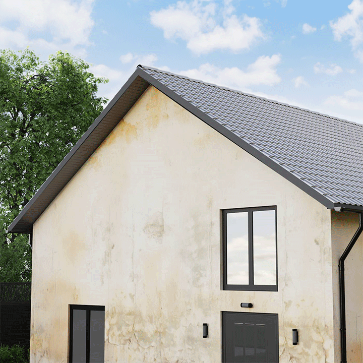 GIF façade maison avec différents types de revêtement