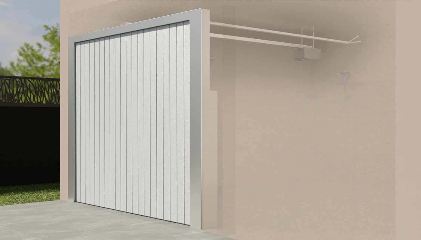 Illustration de l'ouverture d'une porte de garage basculante