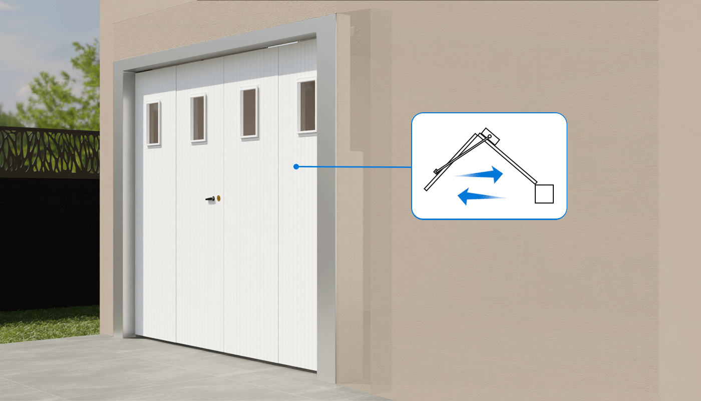 Illustration de l'ouverture d'une porte de garage pliante