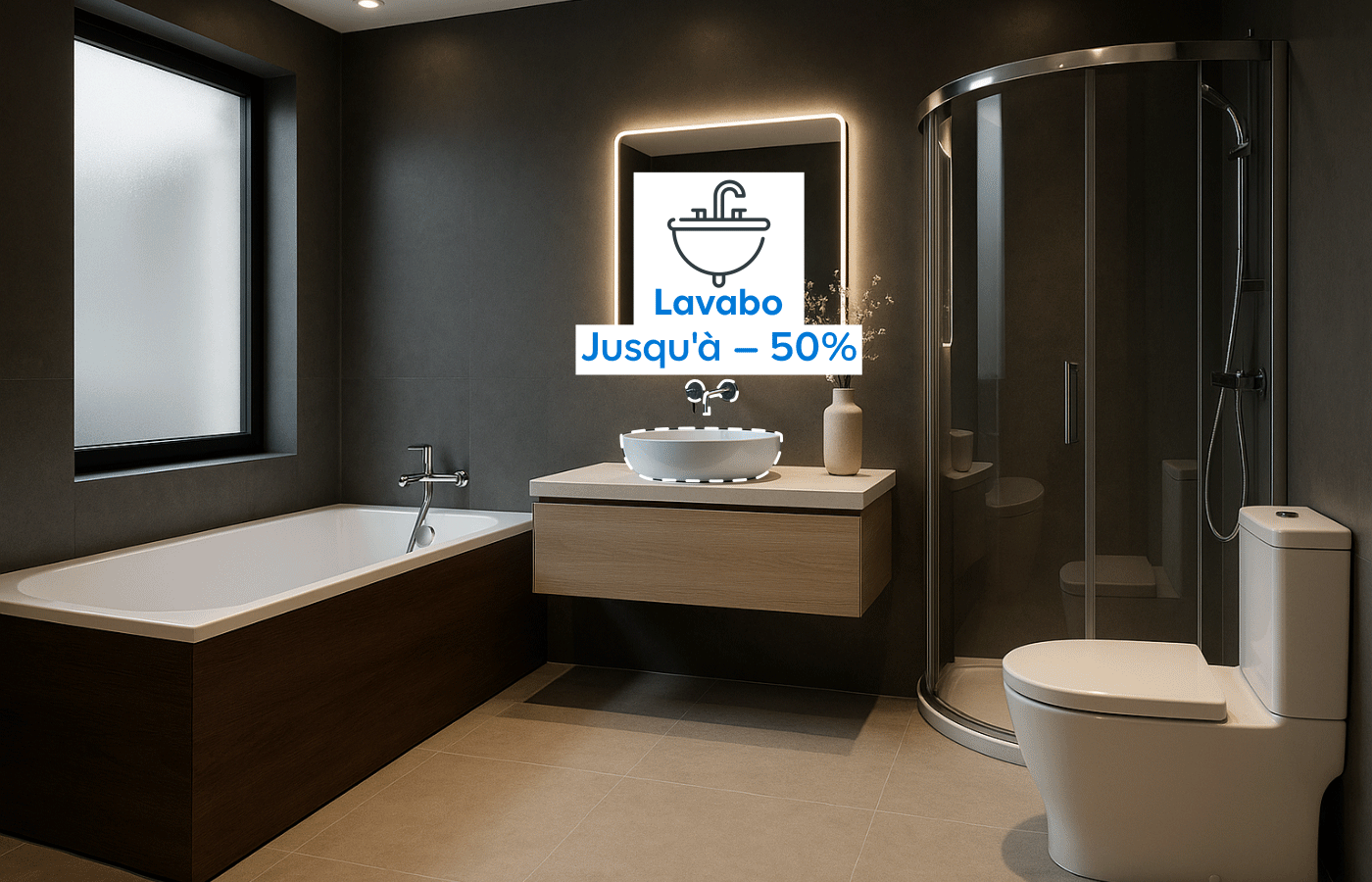 Animation montrant les différentes économies à faire dans une salle de bain