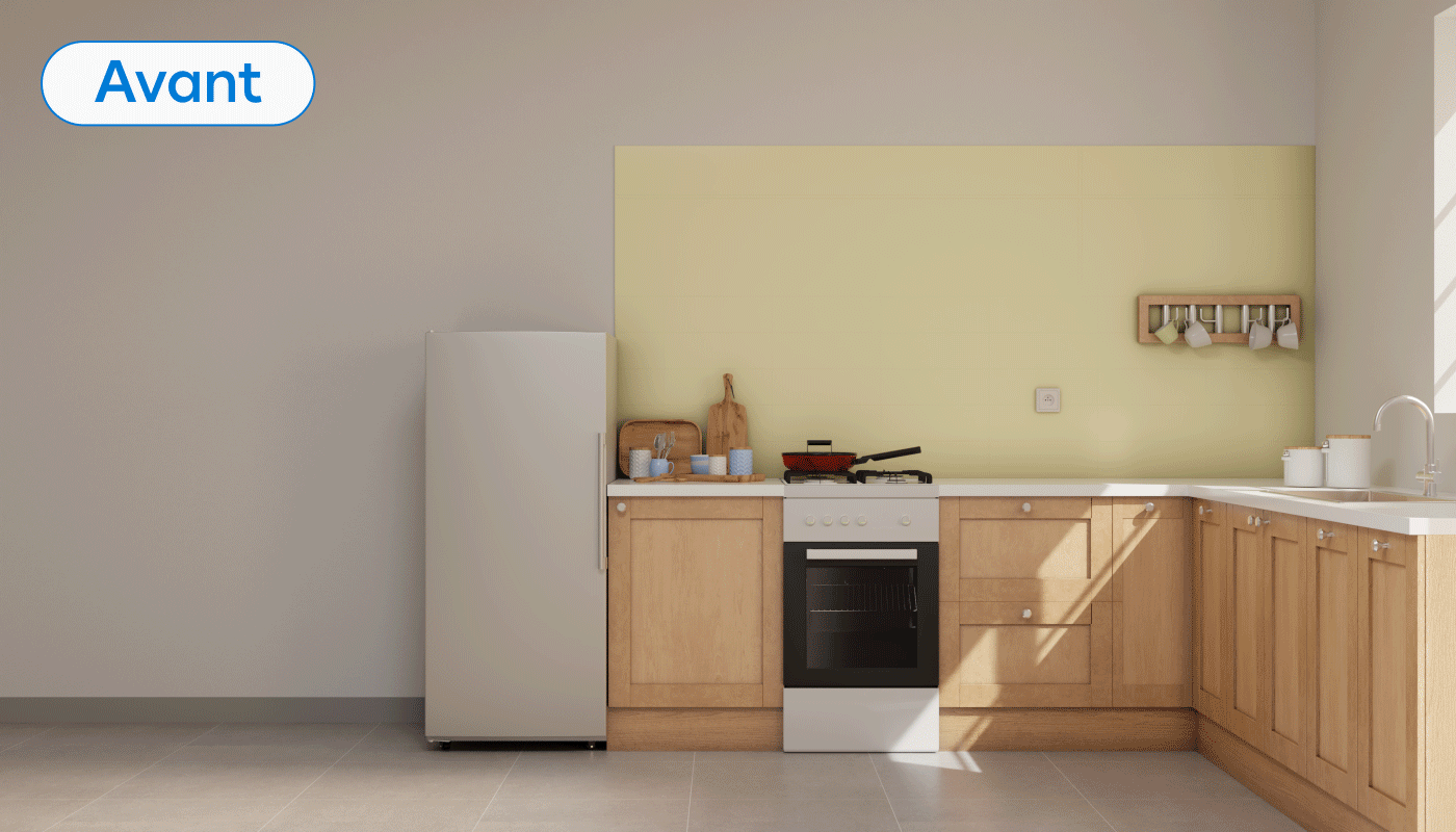 Un avant/après de la rénovation d'une cuisine et de son installation électrique