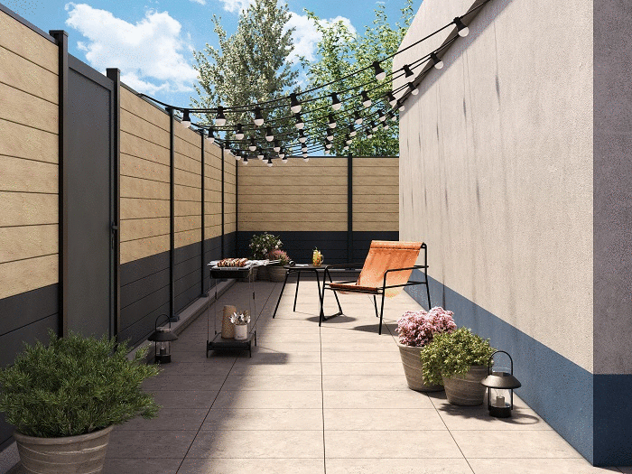 Animation de différents styles de panneaux de jardin modulables