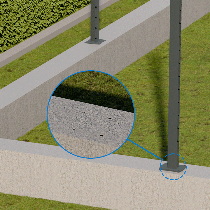 Percez le béton et installez les poteaux
