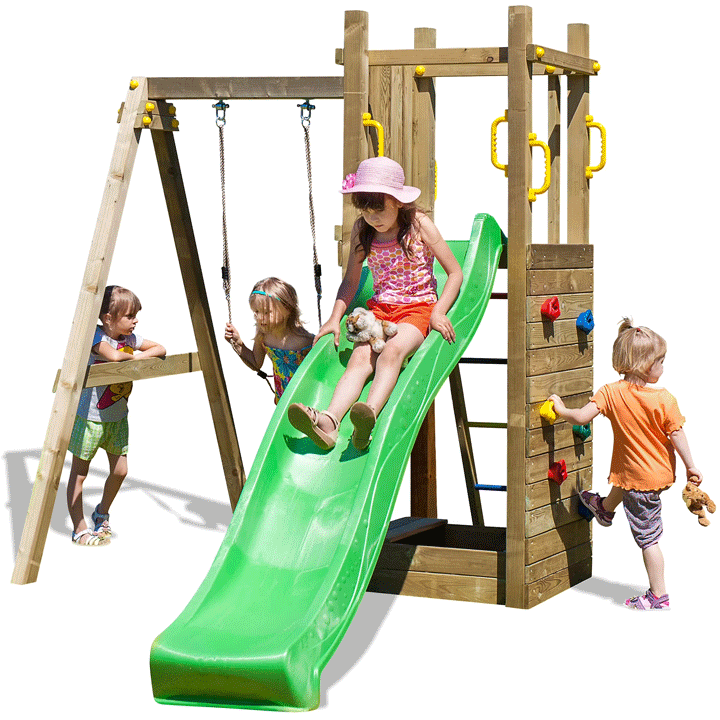 GIF portique avec cabane bois et des enfants