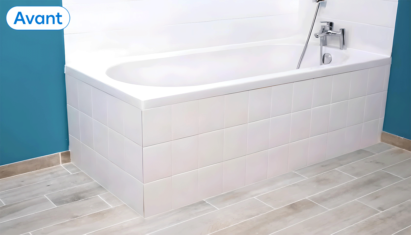 Avant/après du démontage de la baignoire