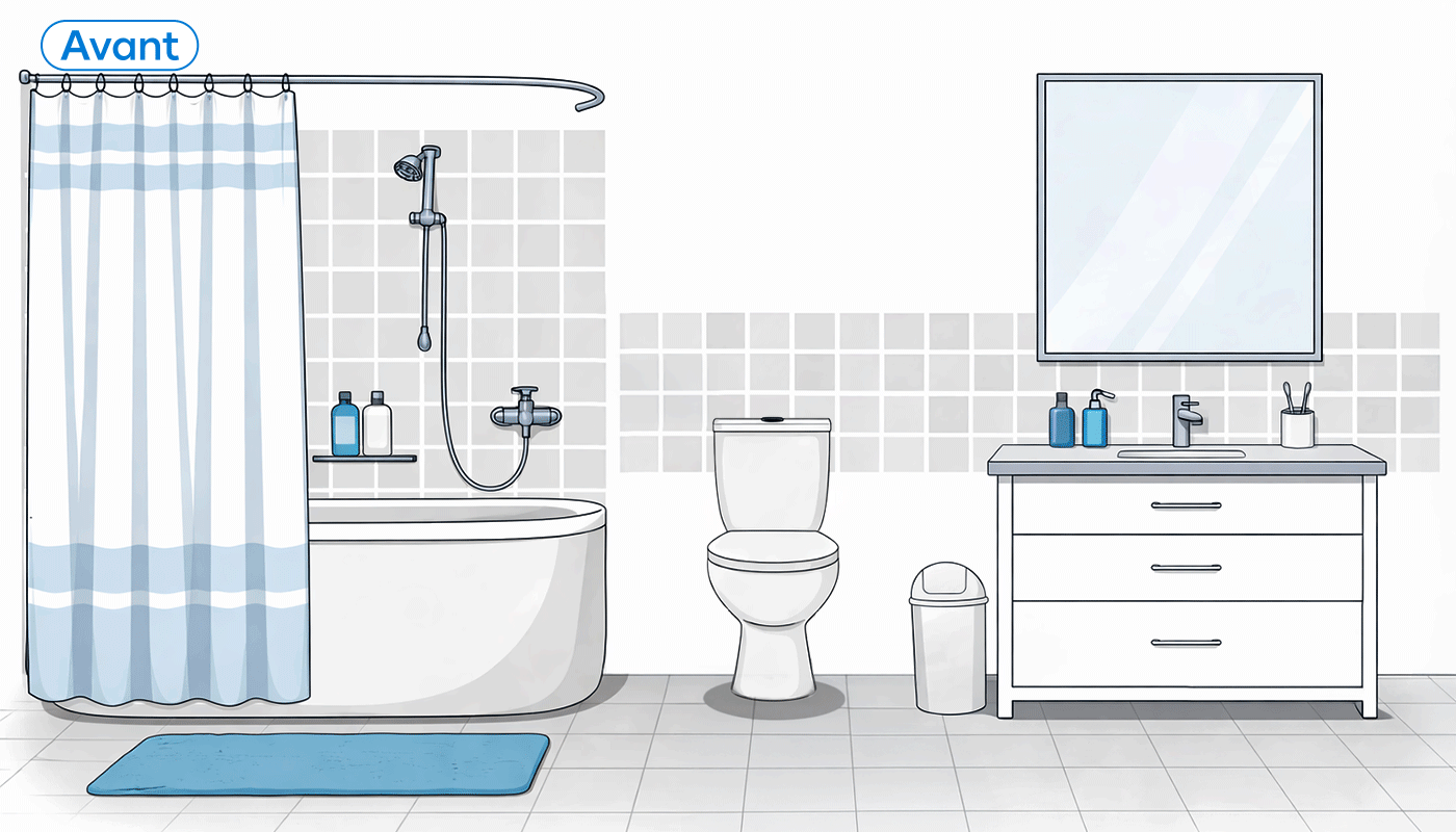 Exemple de modernisation d'une salle de bains avec WC