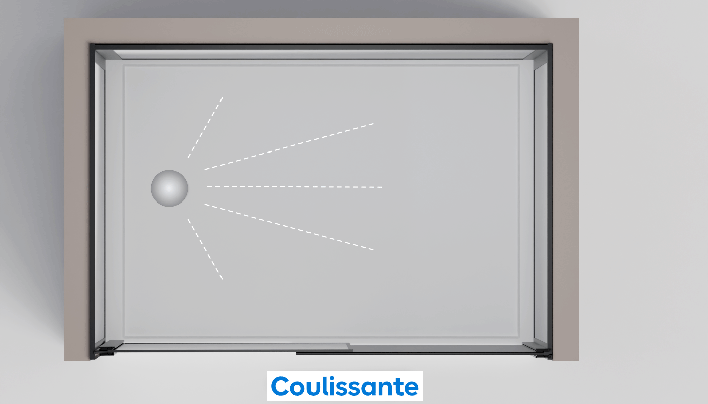 Illustration d'une porte coulissante avec paroi fixe