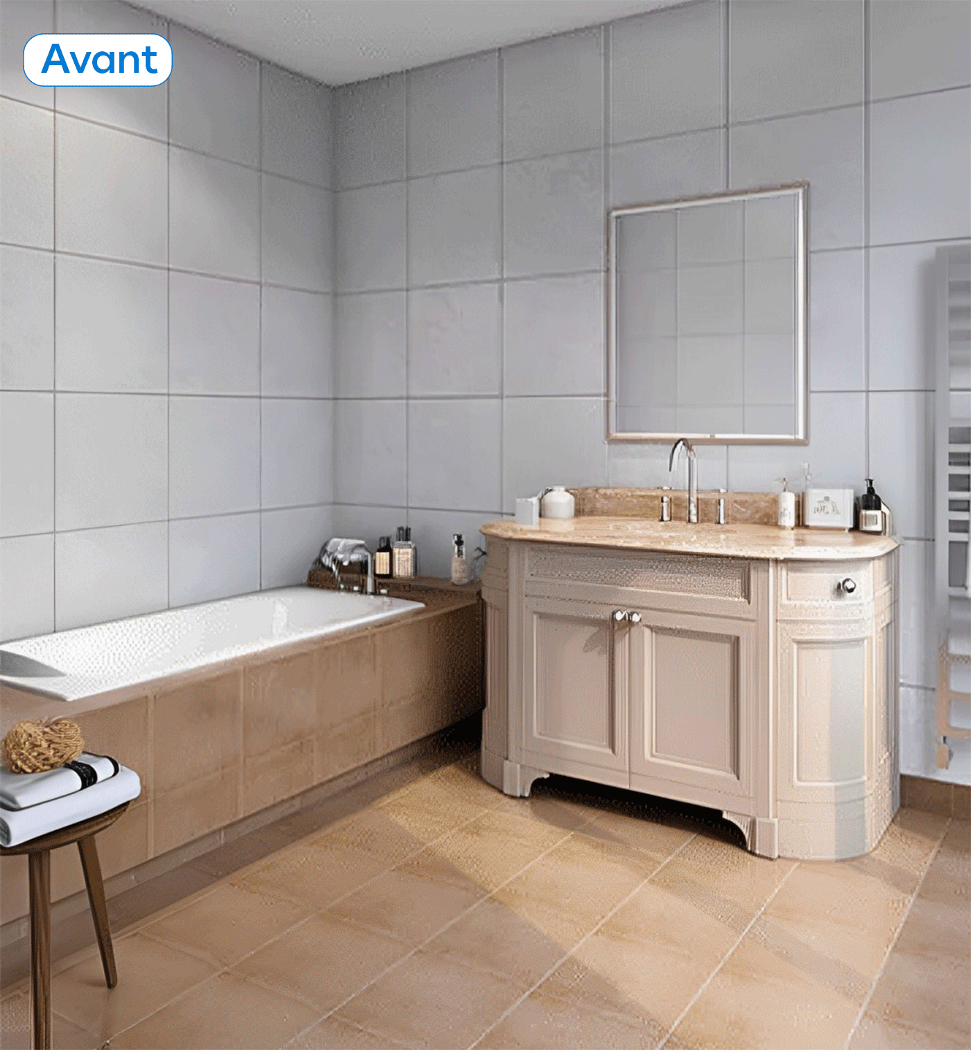 GIF avant après salle de bain rénovée