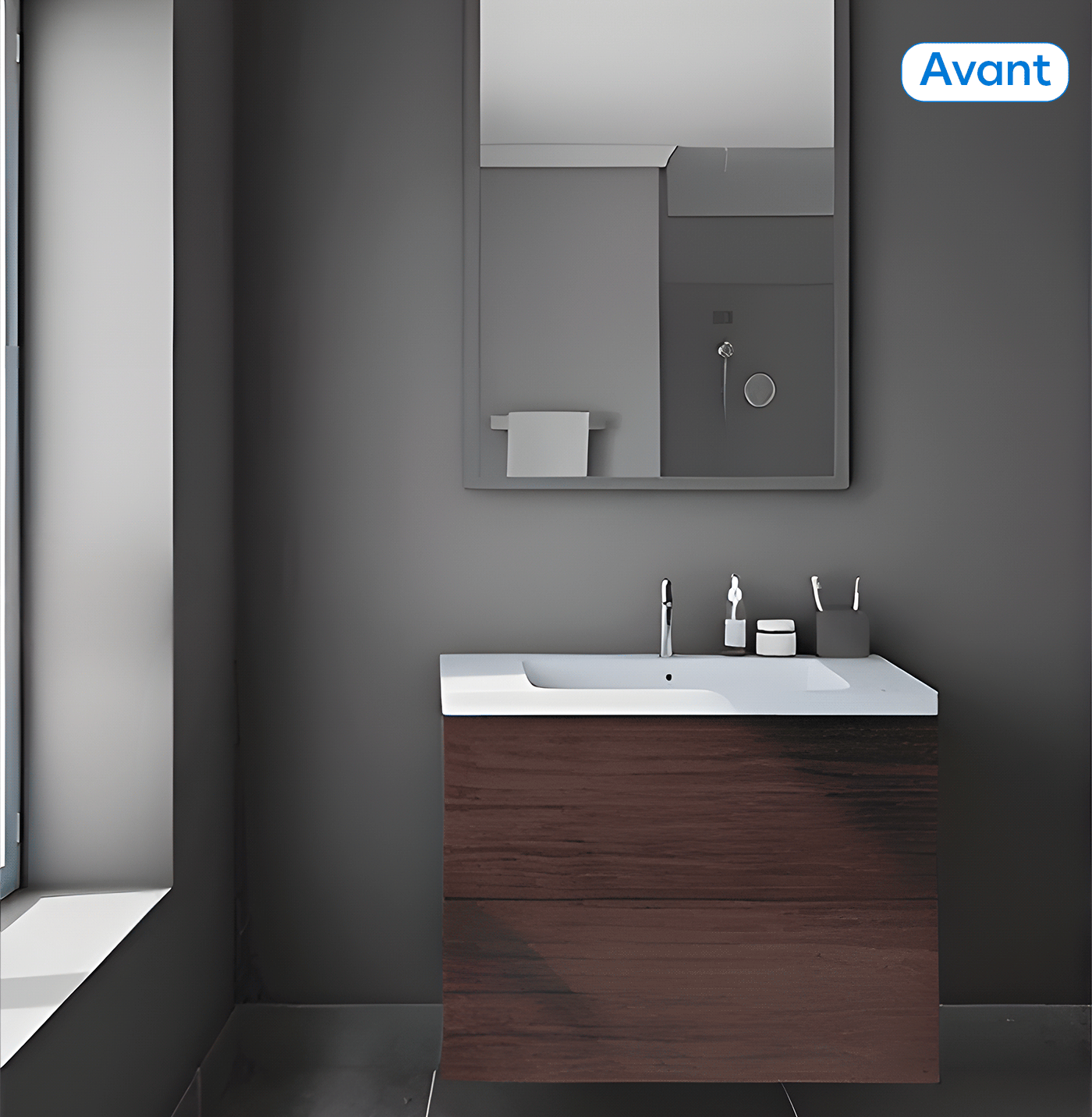 GIF meuble vasque salle de bain marron passe ensemble meuble bleu