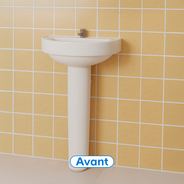 Avant/après du démontage du lavabo