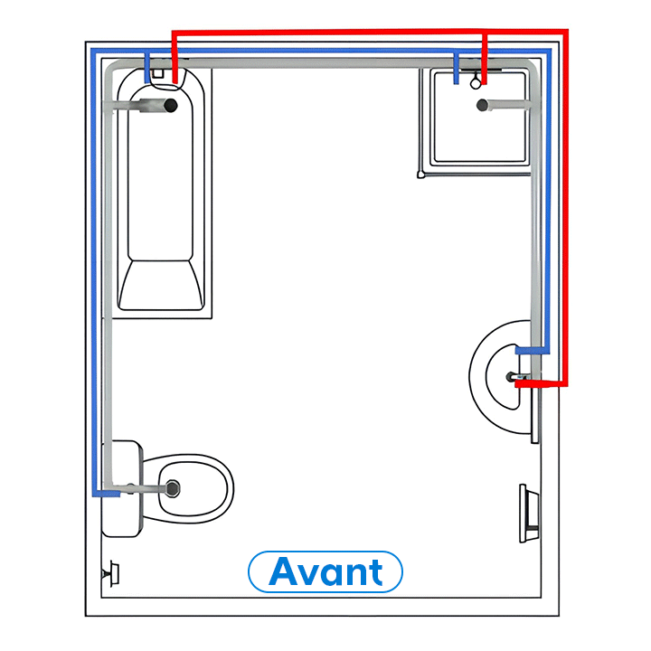 Avant/après du plan des modifications de plomberie