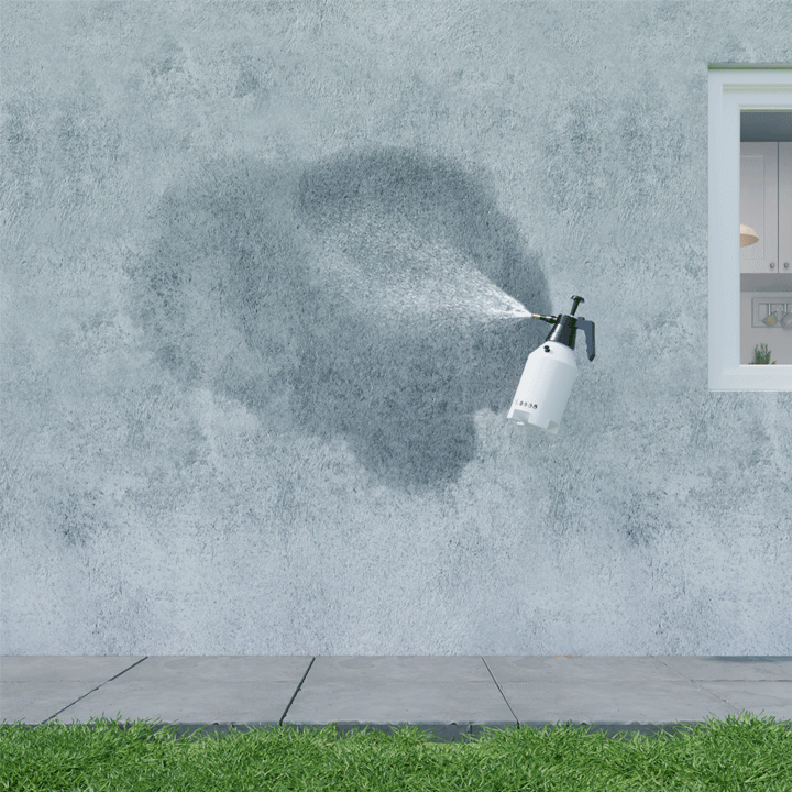 GIF pulvérisation produit mur pour vérifier porosité