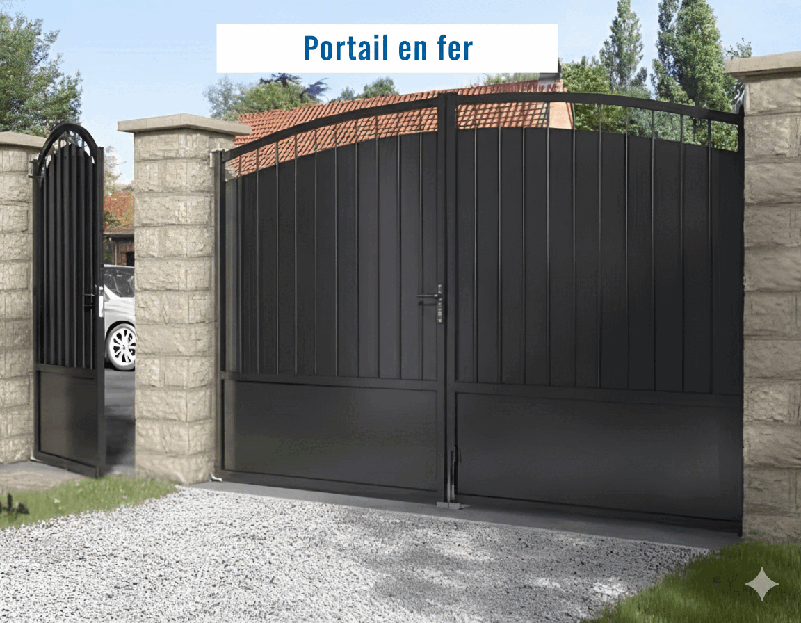 Illustration d'un portail en fer et d'un portail en aluminium