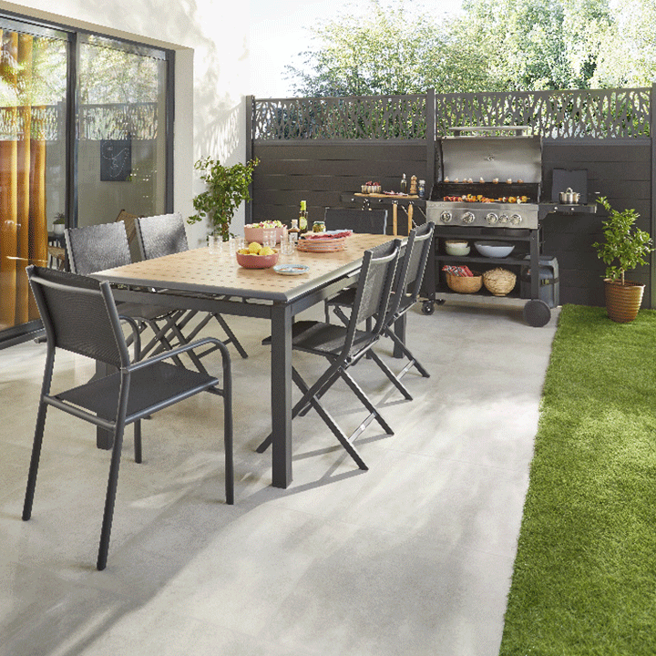 GIF différents type de terrasse avec salle à manger de jardin