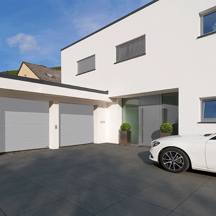 GIF différents types de carrelage allée de maison devant gara avec voiture