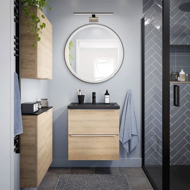 GIF différentes sources lumière dans petite salle de bain