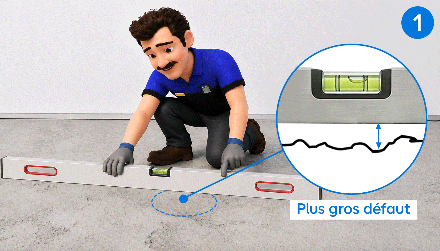 Mesurer le plus gros défaut pour estimer la quantité de ragréage nécessaire