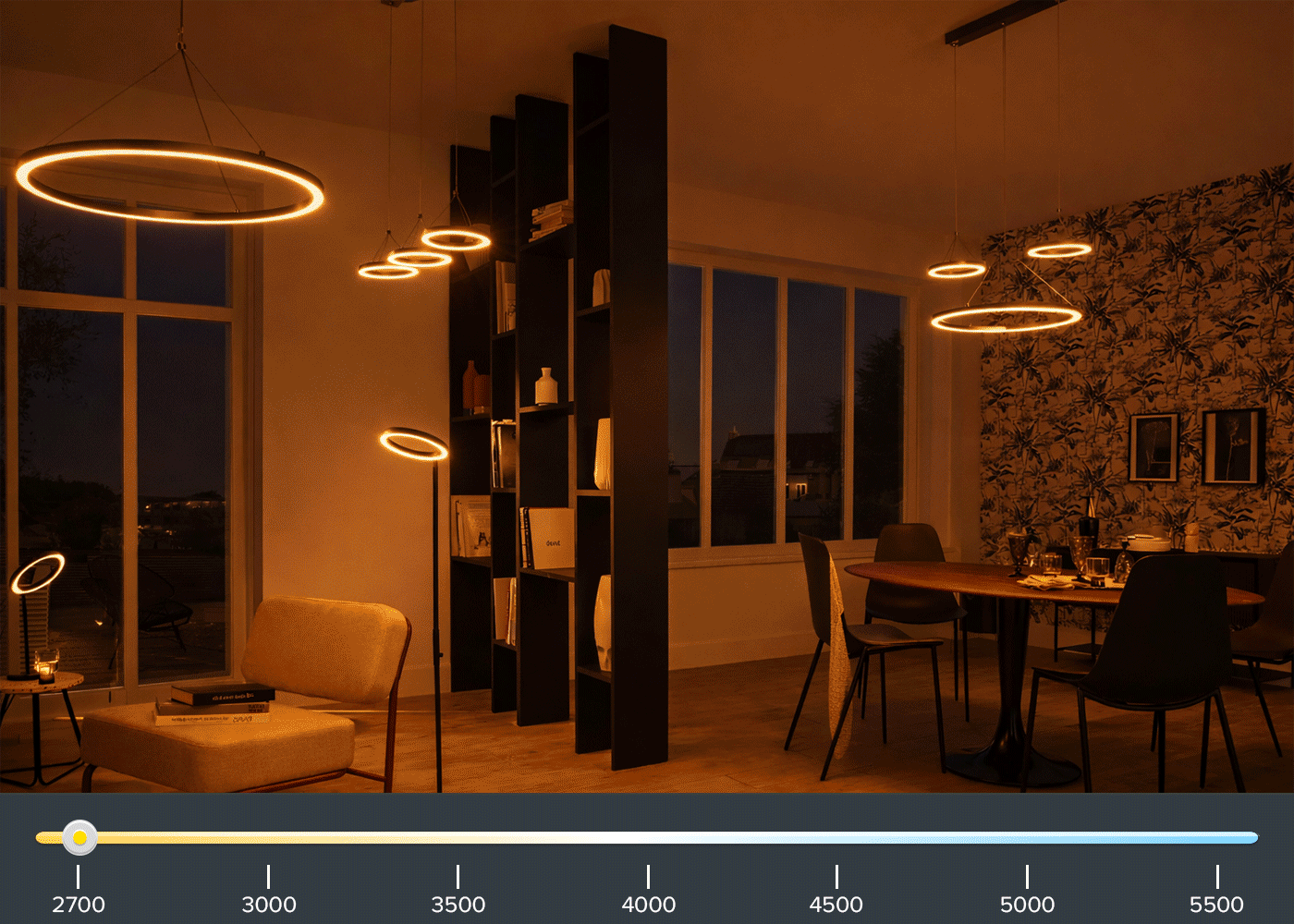 Ajustez la température de couleur de vos luminaires LED de 2700K à 5500K et créez l'ambiance lumineuse idéale dans votre intérieur.