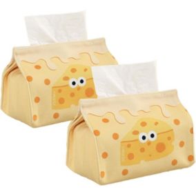 (2 pièces) Boîte à mouchoirs de salon, sac à mouchoirs en tissu doux simple et porte-papier toilette (17x11x6cm)