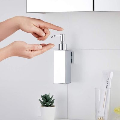 (argent)Distributeur de savon mural en acier inoxydable 304, décoration d'intérieur