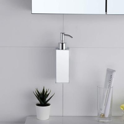 (argent)Distributeur de savon mural en acier inoxydable 304, décoration d'intérieur
