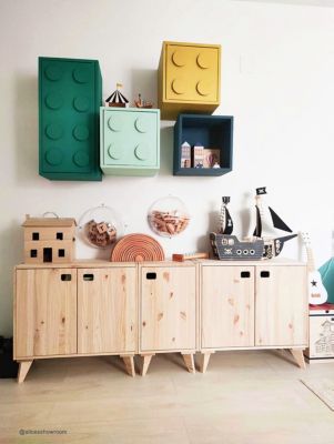  Armoire Dinamic à 1 porte en pin avec 2 tablettes 53,5x37,3x33cm