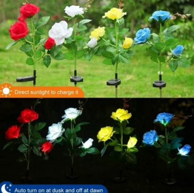Decorman Lot De 2 Lampes Solaires De Jardin En Forme De Roses