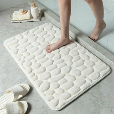 (blanc lait, 40 60CM) Tapis de sol gaufré en galets, tapis de sol absorbant antidérapant pour entrée de salle de bain