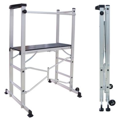 Échafaudage pliant aluminium hauteur 0,88 cm plateau 104x40 cm léger sécurisé et compact