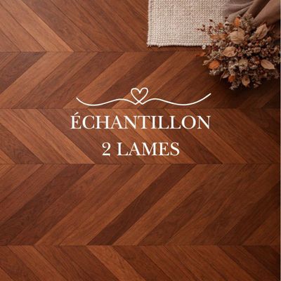 ÉCHANTILLON - Parquet massif chêne français, Pointe de Hongrie, Chevron 600x120x15 mm, Teinte foncée Élégante - DILECI