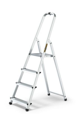 Échelle de ménage en aluminium DRABEST 4 marches avec crochet, plateforme antidérapante 1 pièce.