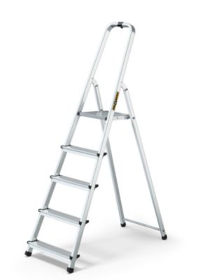 Échelle de ménage en aluminium DRABEST 5 marches avec crochet, plateforme antidérapante 1 pièce.