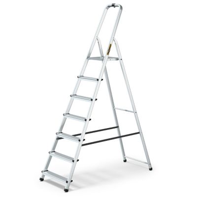 Échelle de ménage en aluminium DRABEST 7 marches avec crochet, plateforme antidérapante 1 pièce.