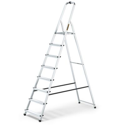 Échelle de ménage en aluminium DRABEST 8 marches avec crochet, plateforme antidérapante 1 pièce.