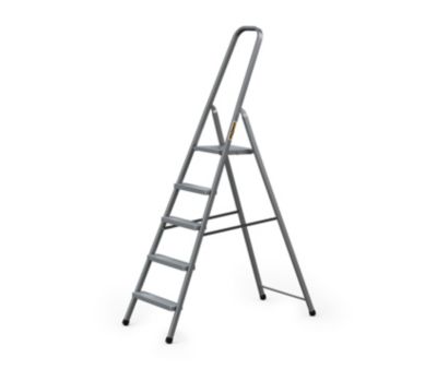 Échelle domestique en acier à un côté, DRABEST, 5 marches, capacité de charge 125 kg, 1 pièce.