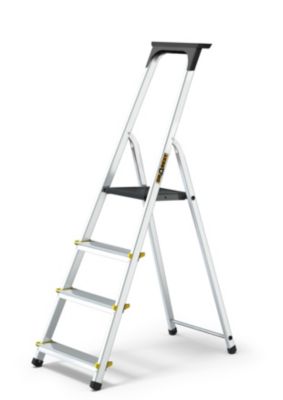 Échelle en aluminium 4 marches PRO DRABEST avec étagère, capacité de charge 150 kg, 1 pièce.