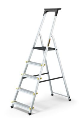 Échelle en aluminium 5 marches PRO DRABEST avec étagère, capacité de charge 150 kg, 1 pièce.