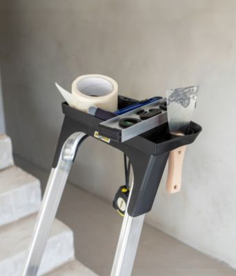 Échelle en aluminium 5 marches PRO DRABEST avec étagère, capacité de charge 150 kg, 1 pièce.