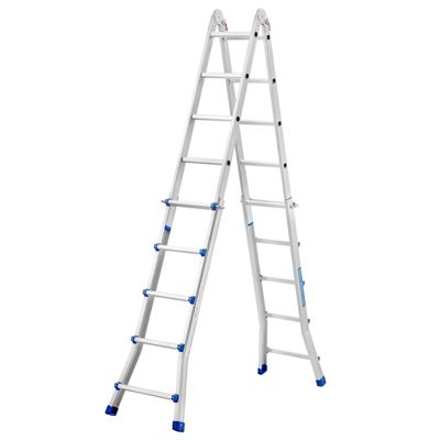 Échelle Polyvalente en Aluminium 5,1 m, 3 en 1 échelle Double 5x5 échelons Pieds antidérapants