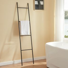 Échelle porte-serviettes Bodoe avec 4 barres acier 176 x 38 x 2 cm noir en.casa
