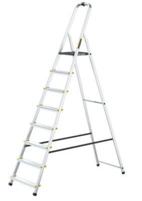 Échelle professionnelle en aluminium DRABEST, 8 marches, AVEC CROCHET, 150 kg, 1 pièce.