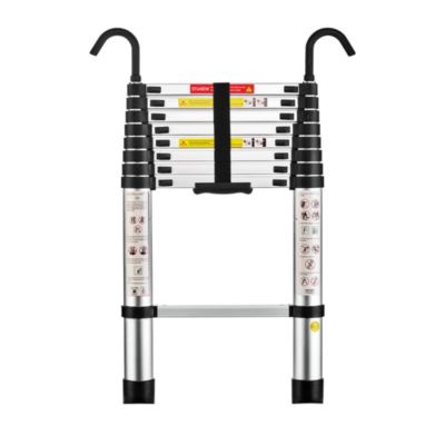 Échelle Télescopique 2,6M en Aluminium, Échelle extensible avec crochets amovibles, Charge Maximale 150kg