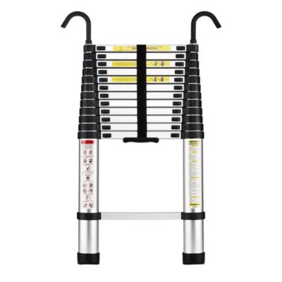 Échelle Télescopique 3,8M en Aluminium, Échelle extensible avec crochets amovibles, Charge Maximale 150kg