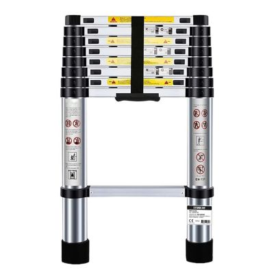 Échelle Télescopique BM TOOLS  2,6M en acier inoxydable, Charge 150kg Pliable Extensible Unique Droite Multi-fonction, Bricolage