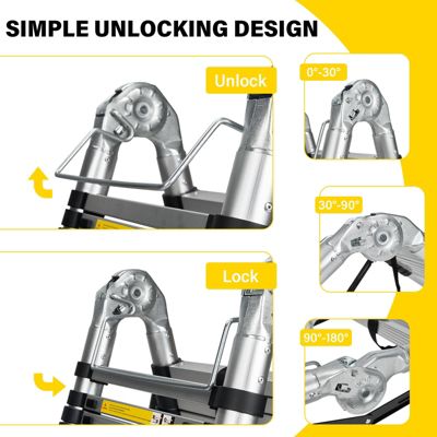 Échelle télescopique en Aluminium 5m(2.5+2.5), Echelle Pliante 2 en 1, Charge 150 kg