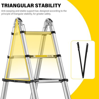 Échelle télescopique en Aluminium 5m(2.5+2.5), Echelle Pliante 2 en 1, Charge 150 kg