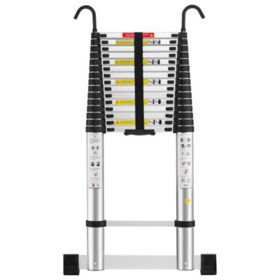 Échelle télescopique en aluminium de 6,2 mètres avec barre stabilisatrice et crochet, capacité de charge 150 kg