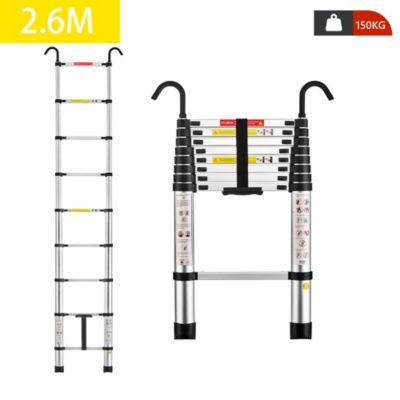 Échelle télescopique pliante multifonction en aluminium de 2,6 mètres, capacité de charge maximale de 150 kilogrammes