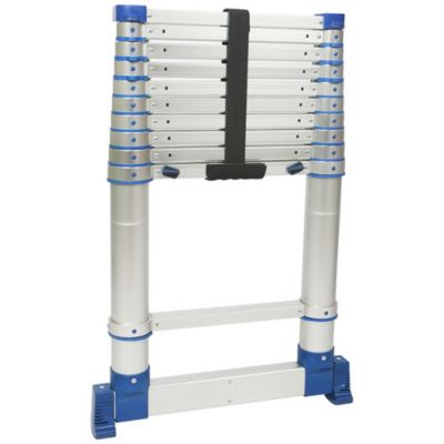 Échelle télescopique X-TENSO 2 en aluminium, L.2,90 m, 10 échelons, repliée 0,76 m.